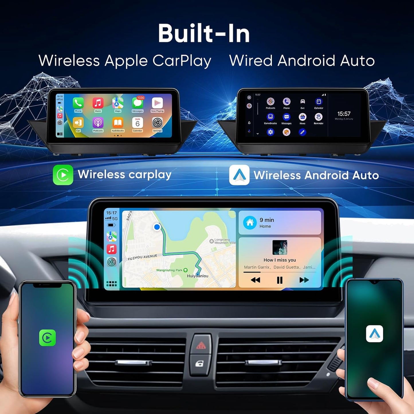10.25 inch Touch Screen for BMW X1 E84 2009-2015 CIC System,Built-in Wireless CarPlay Android Auto Bluetooth Upgrade Stereo Car Radio Retain Original Amplifer