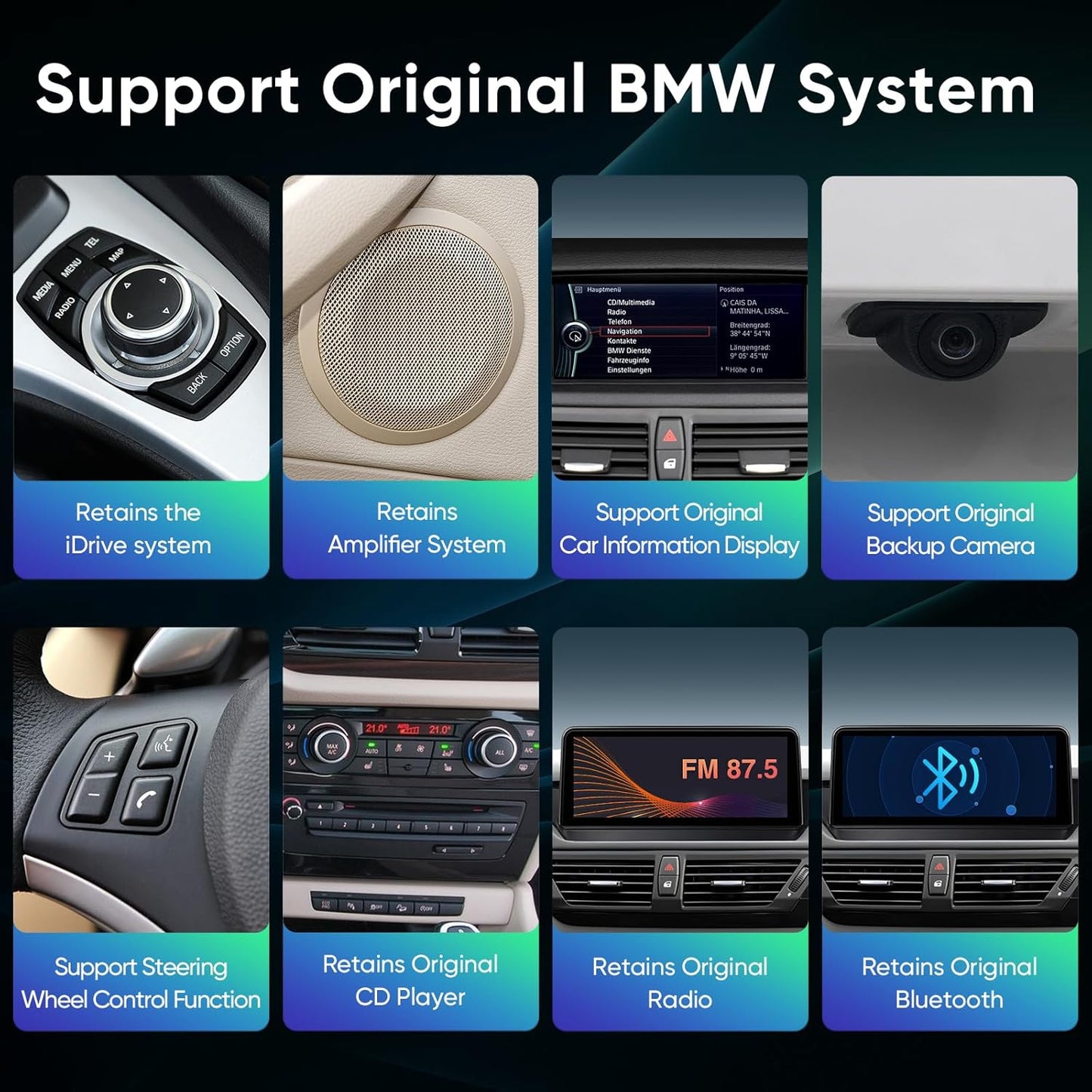 10.25 inch Touch Screen for BMW X1 E84 2009-2015 CIC System,Built-in Wireless CarPlay Android Auto Bluetooth Upgrade Stereo Car Radio Retain Original Amplifer