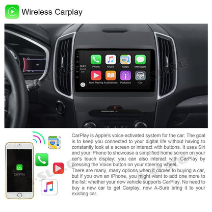 Wireless Carplay Android 10 Car Stereo GPS Radio 2+32GB for Ford Edge 2016-2020