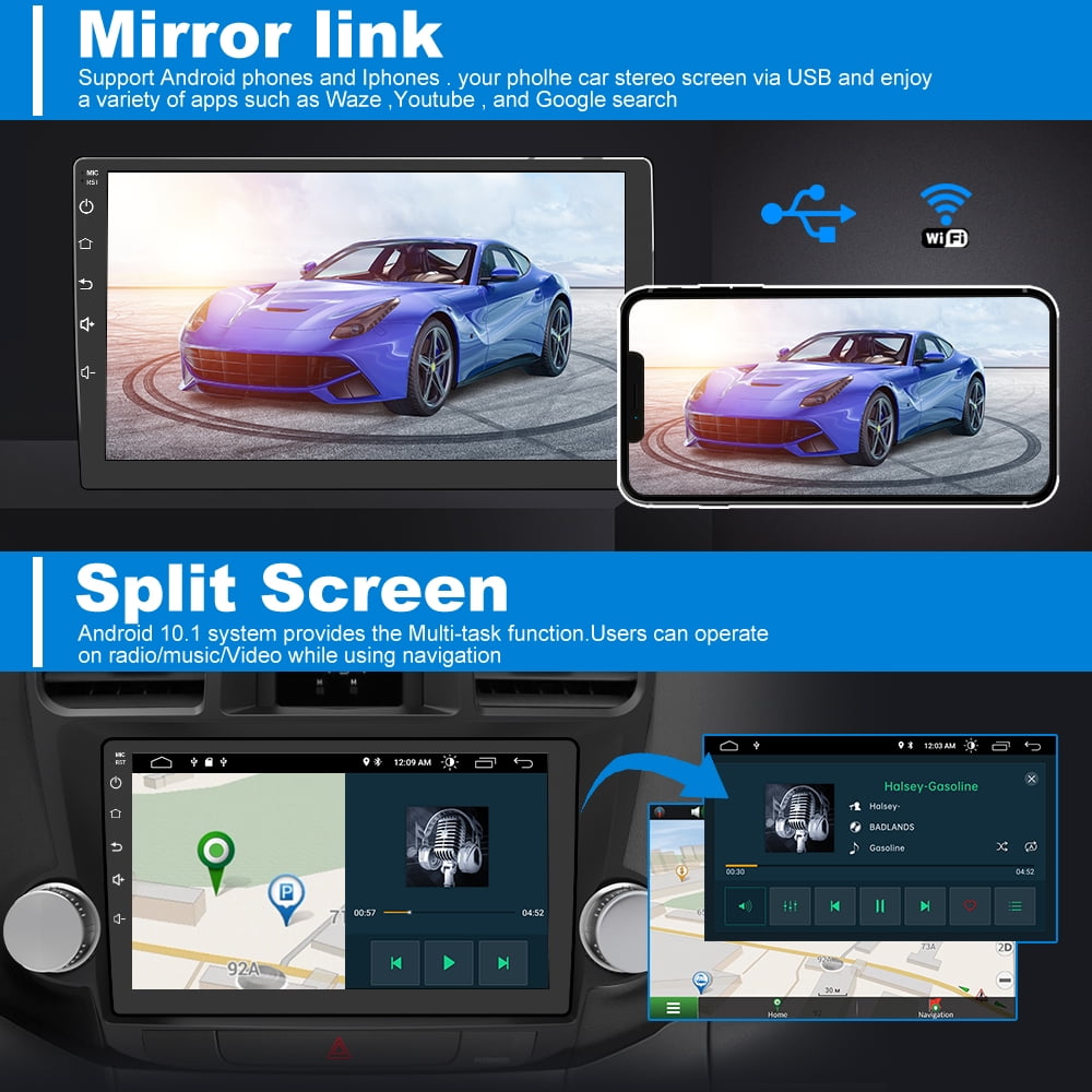 Toyota Android Head Unit   AWESAFE Android 13 Car Radio Stereo for Toyota Highlander 2008-2013 with Wireless Carplay Android Auto 10 Inch Touch Screen 2GB 32GB  WiFi GPS Bluetooth SWC