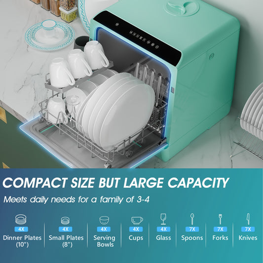 Multi-functional Countertop Dishwasher, 5 Wash Programs Mini Portable Dishwasher With 5-liter Buil