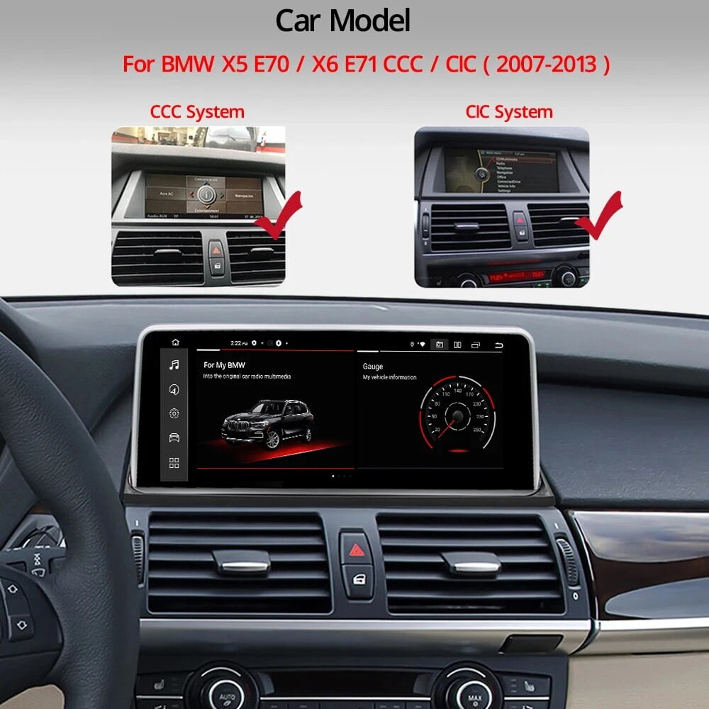 BMW     10.25''  Android 12 Carplay Radio For BMW X5 E70 X6 E71 2008-2013 CCC CIC  Head Unit Display Screen Multimedia Player