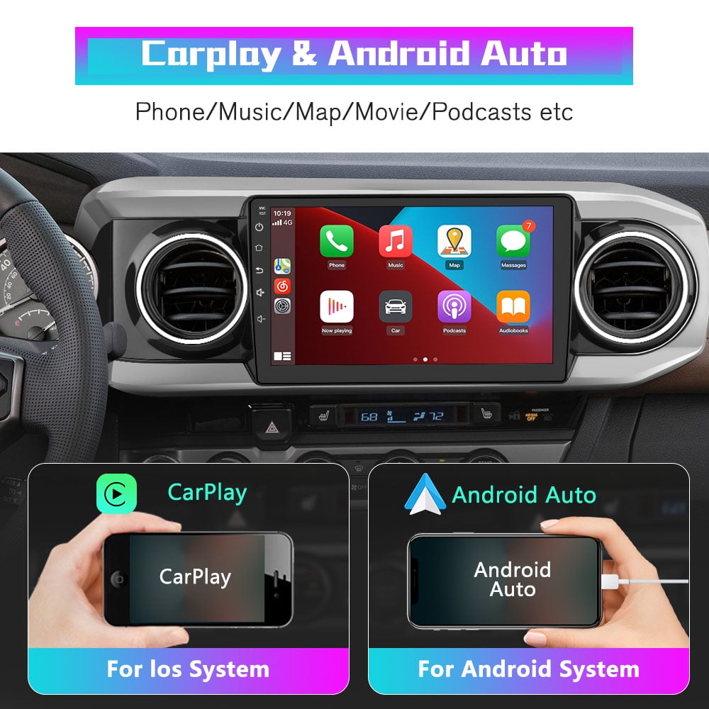 Toyota Android Head Unit   AWESAFE Android Car Stereo for Toyota Tacoma 2016-2021, 12-inch Touch Screen Head Unit with Wired Android Auto, Bluetooth, GPS Navigation