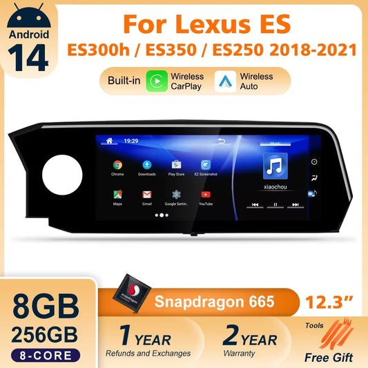 Android 14 Carplay Screen For Lexus ES ES200 ES250 ES350 ES300h 2018-2021 8 Core Multimedia Player Car Monitor Video Navigation