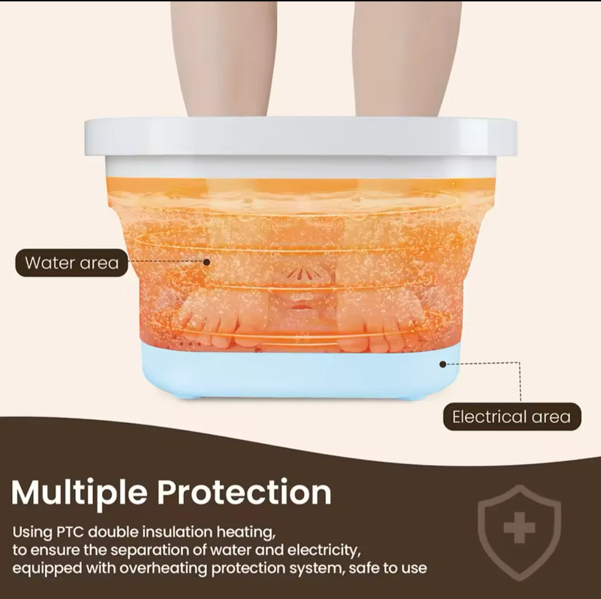 TUHOPETA Portable Thermostatic Foot Massage Tub Foldable Heating Automatic Foot Bath Tub For House