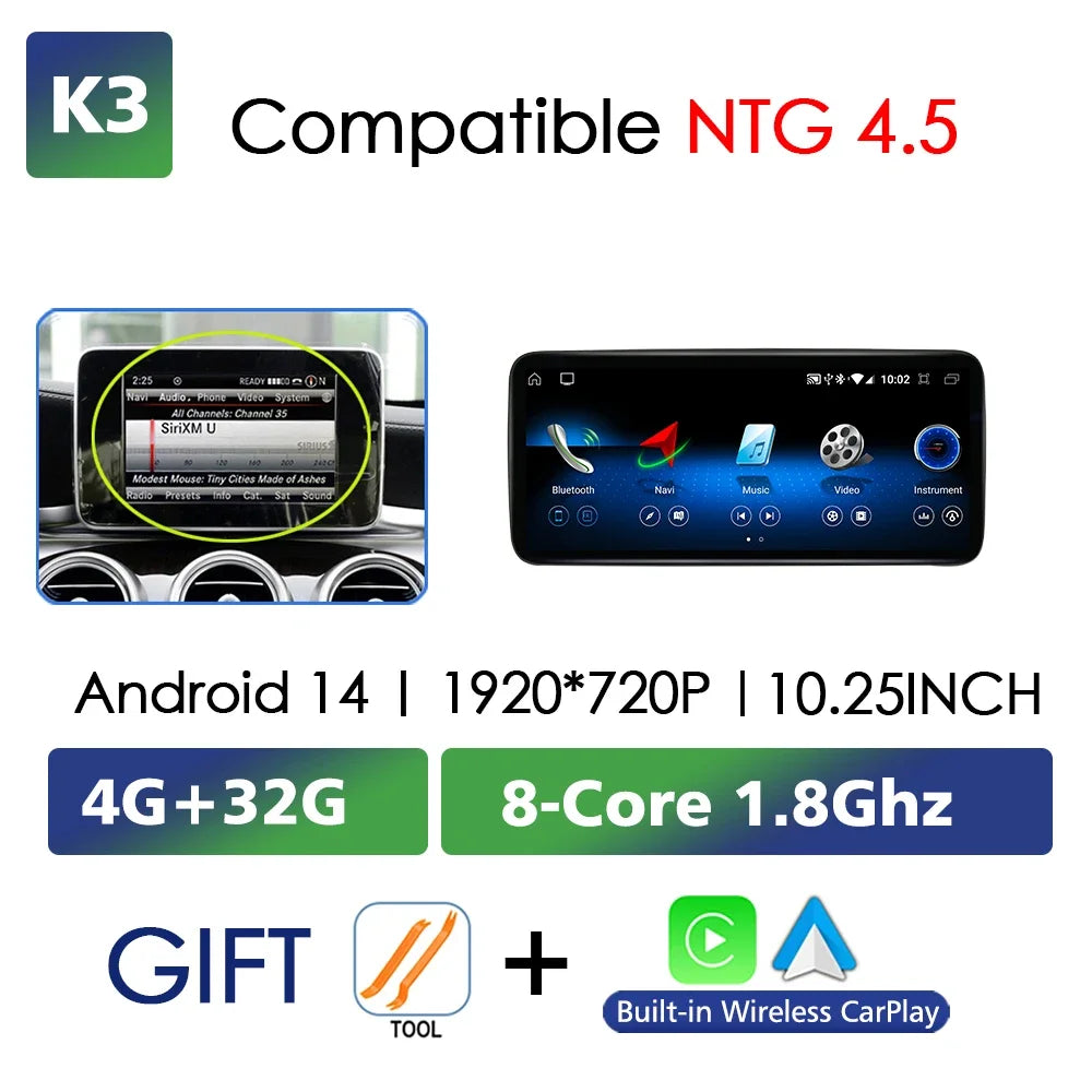 Android 14 Car Radio Carplay Android Auto Touch Screen For Mercedes Benz A Class W176 Car Intelligent Systems 4G GPS Navigation