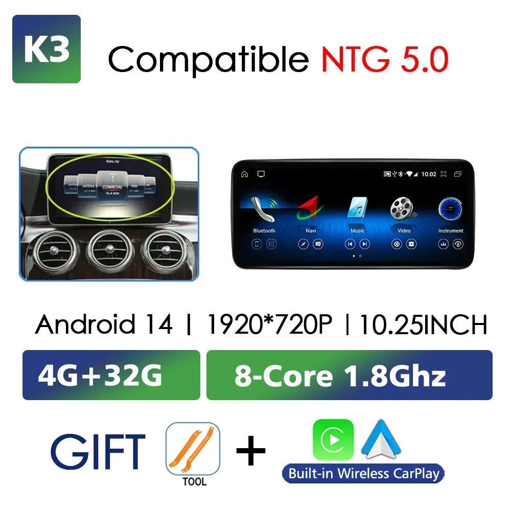 Android 14 Car Radio Carplay Android Auto Touch Screen For Mercedes Benz A Class W176 Car Intelligent Systems 4G GPS Navigation