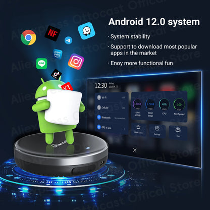 OTTOCAST P3 Lite OttoAiBox Android Ai Box Wireless CarPlay Android Auto Car Accessories Smart TV Box for Play Store 2024 New