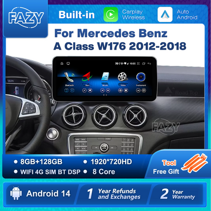 Android 14 Car Radio Carplay Android Auto Touch Screen For Mercedes Benz A Class W176 Car Intelligent Systems 4G GPS Navigation