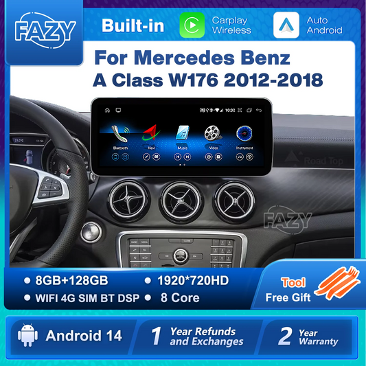 Android 14 Car Radio Carplay Android Auto Touch Screen For Mercedes Benz A Class W176 Car Intelligent Systems 4G GPS Navigation