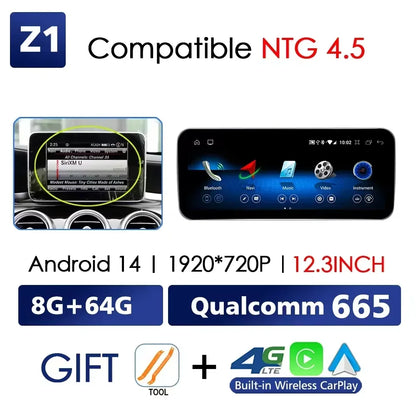 Android 14 Car Radio Carplay Android Auto Touch Screen For Mercedes Benz A Class W176 Car Intelligent Systems 4G GPS Navigation