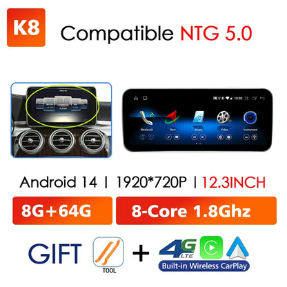 Android 14 Car Radio Carplay Android Auto Touch Screen For Mercedes Benz A Class W176 Car Intelligent Systems 4G GPS Navigation