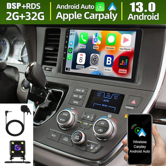 Toyota Android Head Unit   Android 13 Car Radio Stereo for Toyota Sienna 2015-2018, 9" Car Multifunctional Player Support Carplay Android Auto GPS Navigation WIFI Bluetooth Rear Camera 4GB RAM + 64GB ROM, Black