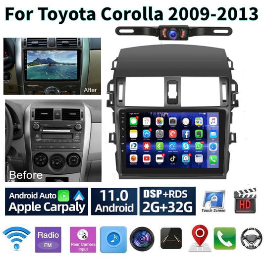 Toyota Android Head Unit   Car Stereo Radio for Toyota Corolla 2009-2013，9 Inch Touchscreen Android 13 Car Player with Wireless Carplay Android Auto Navigation Bluetooth Backup Camera