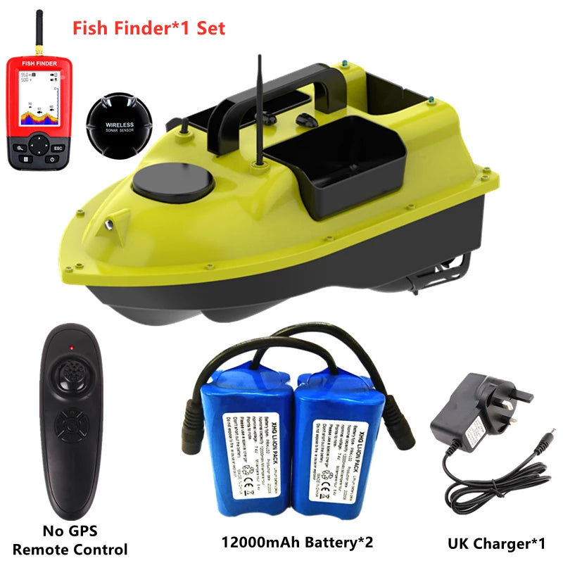 GPS Positioning 500M Sonar Fish Finder One Key Cruise RC Bait Boat Three Hoppers 6Hours Endure Screen Display Waterproof RC Boat