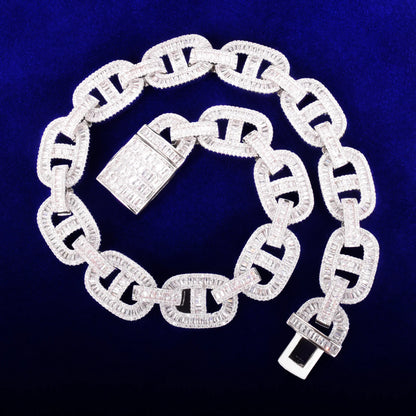 Bubble Letter Baguette Necklace for Men Miami Cuban Link Chain Hip Hop Gold Color Copper Bling Fashion Rock Jewelry Christmas