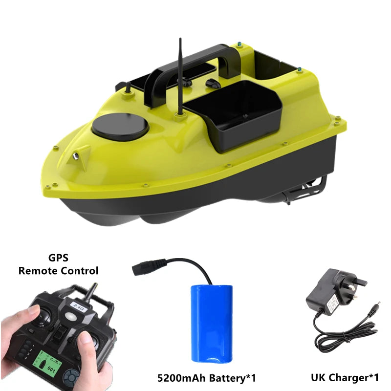 GPS Positioning 500M Sonar Fish Finder One Key Cruise RC Bait Boat Three Hoppers 6Hours Endure Screen Display Waterproof RC Boat