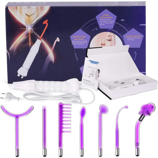 7 in 1 High Frequency Electrotherapy Wand Glass Tube Machine Spot Acne Remover Beauty Tool Face Cleansing Skin Tightening Device