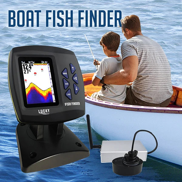 lucky FF918-CWLS Russian Version Color Display Boat Fish Finder wireless operating range 300 m Depth Range 100 M fishfinder