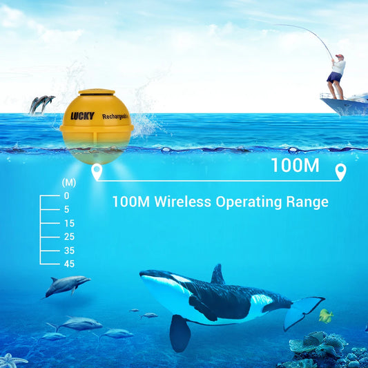 LUCKY FF718LIC-WLA Fish Finder Wireless Fishfinder Fishing Sonar 45M/147Feet Depth Sounder Echosonda Echolot Echo Sondeur Deeper