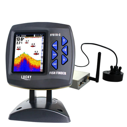 lucky FF918-CWLS Russian Version Color Display Boat Fish Finder wireless operating range 300 m Depth Range 100 M fishfinder