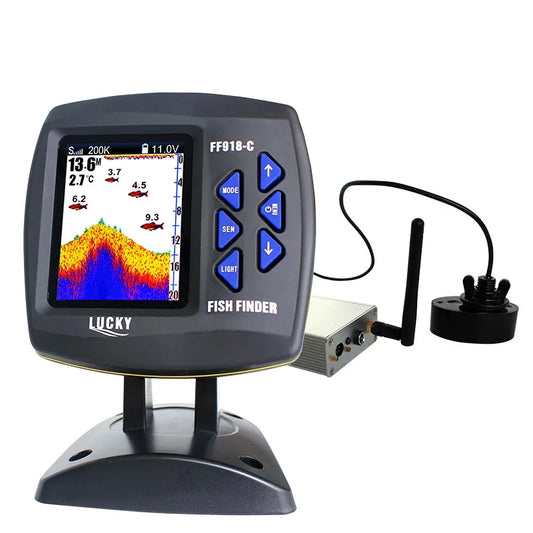 lucky FF918-CWLS Russian Version Color Display Boat Fish Finder wireless operating range 300 m Depth Range 100 M fishfinder