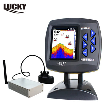 lucky FF918-CWLS Russian Version Color Display Boat Fish Finder wireless operating range 300 m Depth Range 100 M fishfinder