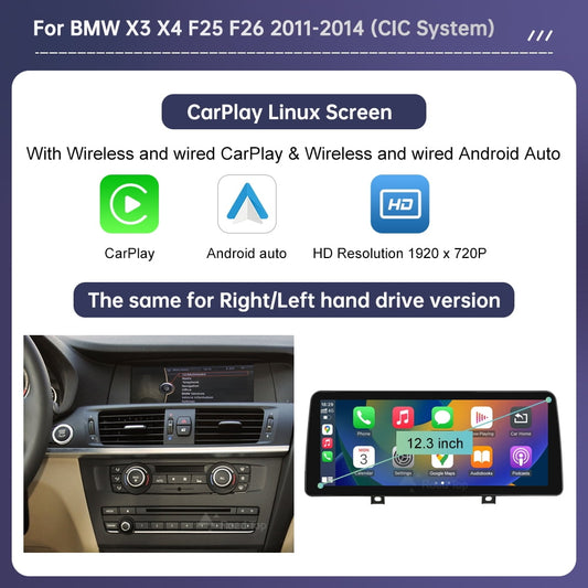 BMW     Road Top 10.25 Inch Car Touchscreen Wireless CarPlay Android Auto for BMW X3 X4 F25 F26 2011-2014 with CIC System, Car Stereo Multimedia Radio Receiver