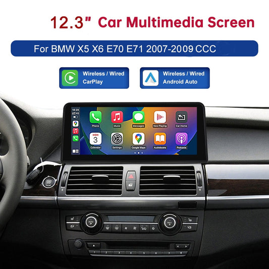 BMW     Road Top 12.3" Touch Screen for for BMW X5 X6 E70 E71 2007-2009 with CCC System Wireless Android Auto CarPlay with Bluetooth Mirrorlink Radio Navigation