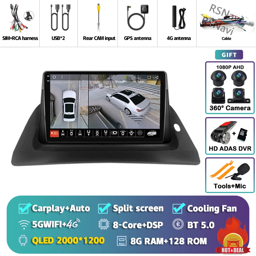 Android 14 Carplay Car Radio For Renault Kangoo 2009 2012 2015 2016 2017 2018 Multimedia Video Player Navigation Stereo 2din DSP