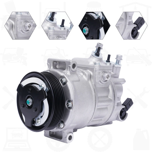 12V 125 Amps Air Conditioning Compressor AC Clutch Kit for Cars and Trucks Silver Energy-saving Air Conditioning Compressor