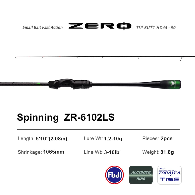 PURELURE ZERO Small Bait Light High Carbon Long Throwing Rod Rock Fishing Spinning Trout Rod BFS Fishing Casting UL  Stream Bass