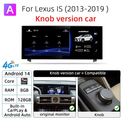Nunoo Android 14 Wireless Carplay Auto Radio For Lexus IS RC 200 250 300 350 200t 300h Multimedia Player Navigation GPS DSP