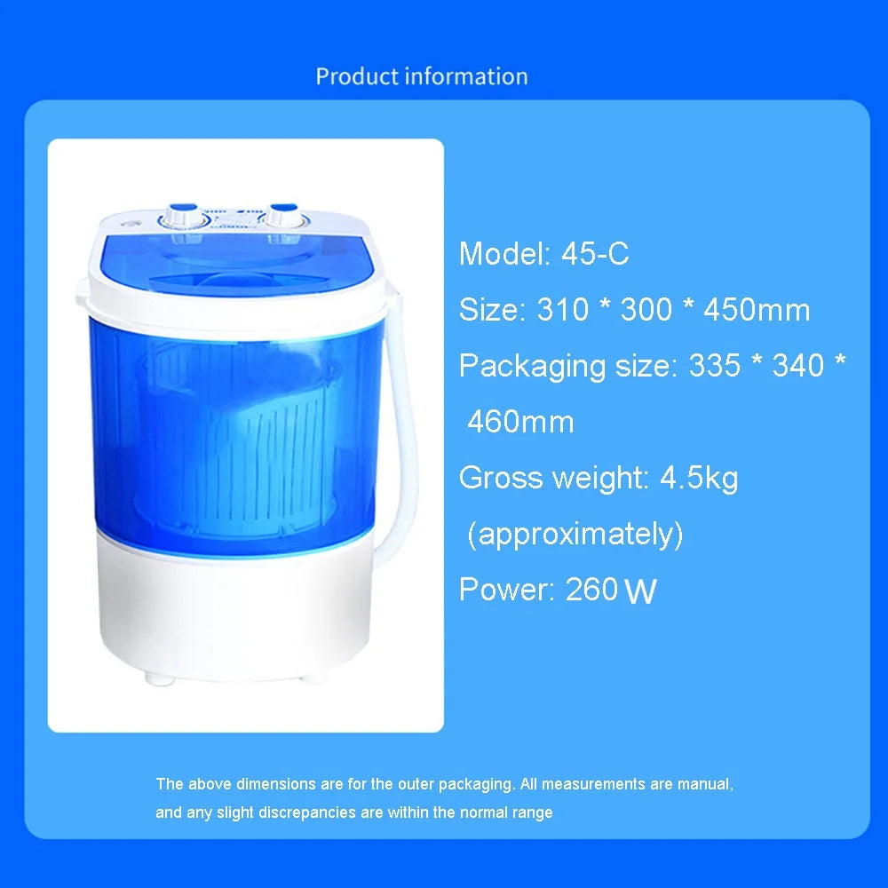 110V 220V Portable Washing Machine Large with Dryer Bucket for Clothes Shoe Mini Washing Machine A