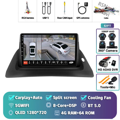 Android 14 Carplay Car Radio For Renault Kangoo 2009 2012 2015 2016 2017 2018 Multimedia Video Player Navigation Stereo 2din DSP