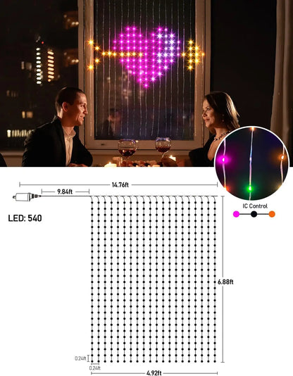 LED Intelligent LED DIY Curtain Light Remote Control Background Wall Bedroom Decoration Light Christmas and Halloween Decoration