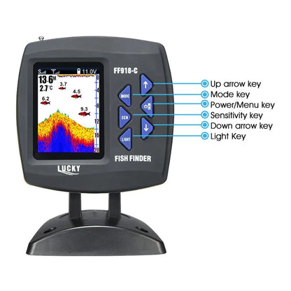 LUCKY New Wireless Boating FF918-CWLS 980 Feet Range 45 Degrees Wireless Operating Range Fishing Remote Control Fish Finder