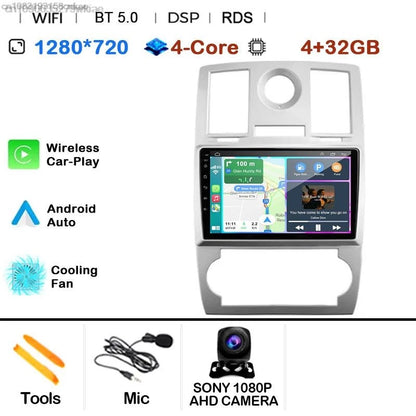 Android 14 For Chrysler 300/300C 2004-2011 Car Radio Stereo Wifi Navi Multimedia Video Player Autoradio 2Din 9in GPS Navi Maps