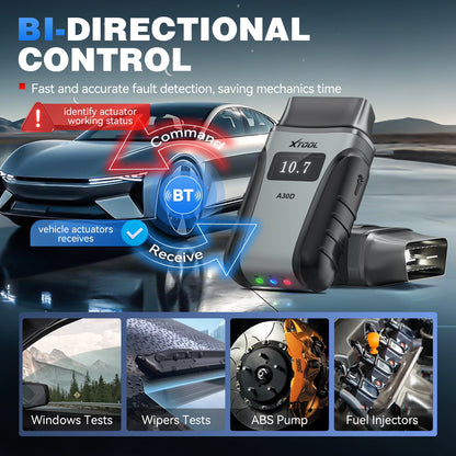 XTOOL Anyscan A30D BT OBD2 Scanner Full System 16+ Service Bidirectional Scan Tools Lifetime Free Update CAN FD FCA Andriod IOS