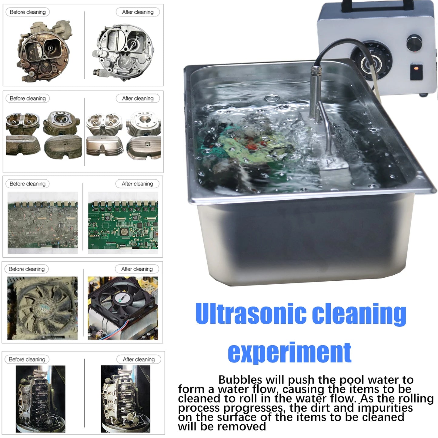Ultrasonic Cleaner 316 Stainless Steel,3 Cleaning Mode,6L 10L 30L Portable Washing Machine,Ultraso