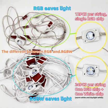 108FT Smart RGBW LED Module Permanent Outdoor Eave Light Waterproof 72LEDs remote APP Christmas Holiday Decoration