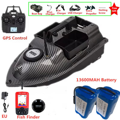 16 GPS Return Nesting Sonar Fish Finder RC Bait Boat 500M 2KG LCD Screen Waterproof Correction Yaw Remote Control Fishing Boat