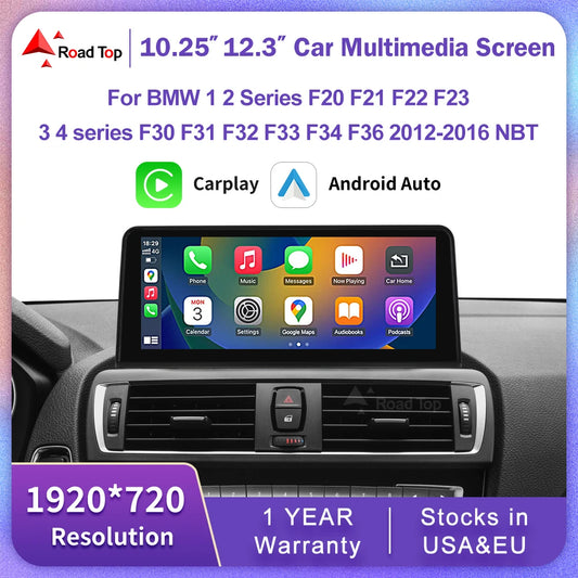 1920*720 Multimedia Touch Screen For BMW 1/2/3/4 Series F20/F21/F22/F30/F31/F33/F34/F36 Android Auto NBT System Wireless Carplay