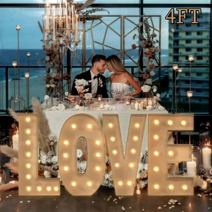 4FT DIY Marquee Light Up Letters Mosaic Large Letters Marry Me BABY LOVE Wedding Birthday Bridal Shower Decor Christmas Gift