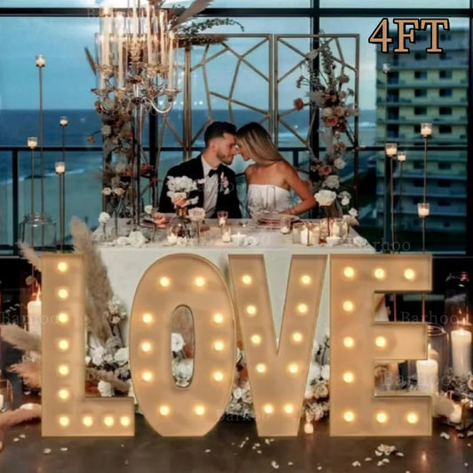4FT DIY Marquee Light Up Letters Mosaic Large Letters Marry Me BABY LOVE Wedding Birthday Bridal Shower Decor Christmas Gift