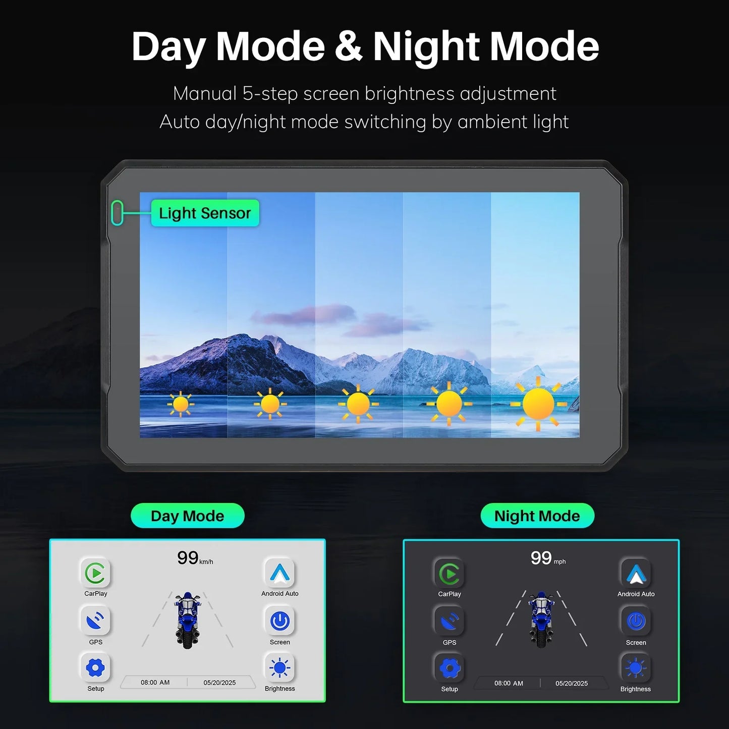 7 Inch Android Auto Carplay for Bmw Motorcycles GPS Screen Wireless Navigator Carplay Screen  Motorcycle Waterproof Display