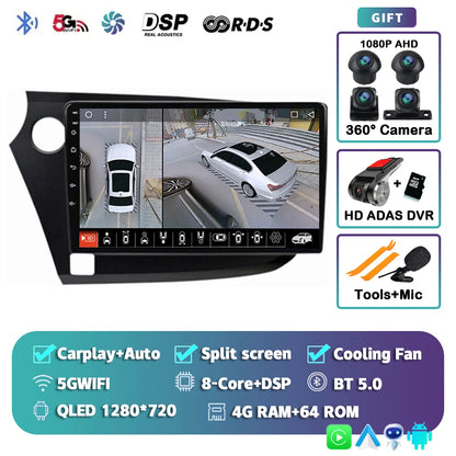 Android 14 Carplay Auto Car Radio Multimedia Player For HONDA INSIGHT 2009-2014 Navigation Autoradio GPS Stereo 2din Head Unit