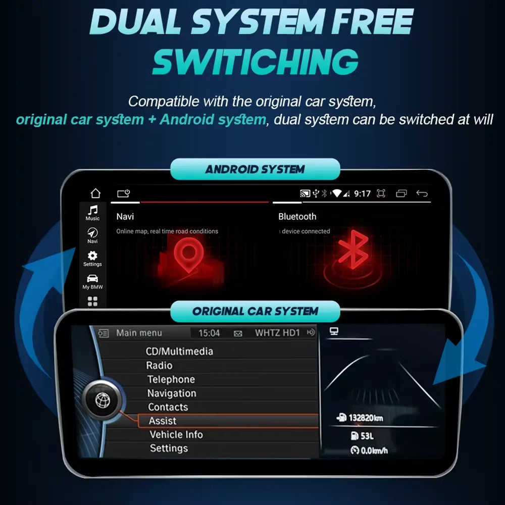 New Android 14 Wireless CarPlay Screen For BMW E60 E61 E62 E63 E90 E91 E92 2005-2012 Car Multimedia Player GPS Radio Navigation