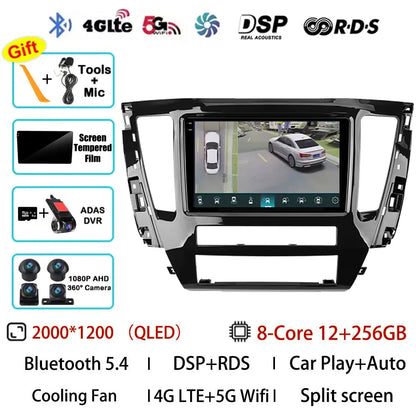 Android 15 Car Radio For Mitsubishi Pajero Sport 3 2020 - 2021 GPS Multimedia Player Navi Head Unit Stereo 360 Camera QLED Video