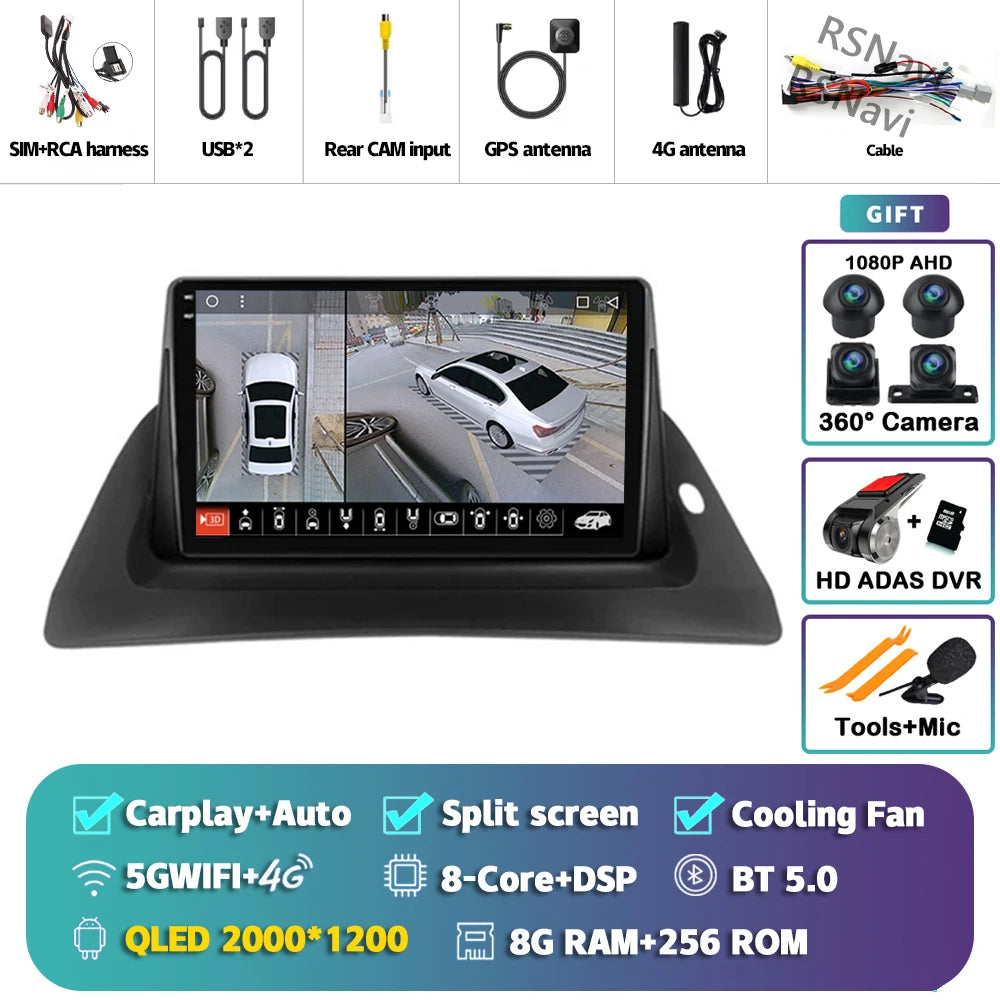 Android 14 Carplay Car Radio For Renault Kangoo 2009 2012 2015 2016 2017 2018 Multimedia Video Player Navigation Stereo 2din DSP
